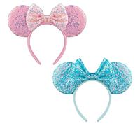 DRESHOW 2 Pezzi Cerchietto con Orecchie da Topo Fasce Orecchie da Topo Cerchietti Carnevale per Donna per Capelli Belle Orecchie da Topo Copricapo Decorazioni