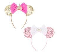 DRESHOW 2 Pezzi Cerchietto con Orecchie da Topo Fasce Orecchie da Topo Cerchietti Carnevale per Donna per Capelli Belle Orecchie da Topo Copricapo Decorazioni