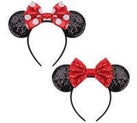 DRESHOW 2 Pezzi Cerchietto con Orecchie da Topo Fasce Orecchie da Topo Cerchietti Carnevale per Donna per Capelli Belle Orecchie da Topo Copricapo Decorazioni