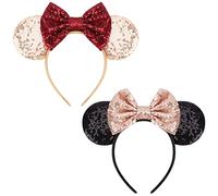 DRESHOW 2 Pezzi Cerchietto con Orecchie da Topo Fasce Orecchie da Topo Cerchietti Carnevale per Donna per Capelli Belle Orecchie da Topo Copricapo Decorazioni