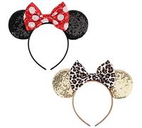 DRESHOW 2 Pezzi Cerchietto con Orecchie da Topo Fasce Orecchie da Topo Cerchietti Carnevale per Ragazze e Donna per Capelli Belle Orecchie da Topo Copricapo Decorazioni