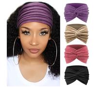 DRESHOW 4 Pezzi Fasce per Capelli Donna Elastica Turbante Fascia Capelli Cerchietti Annodato Fasce Accessori Capelli