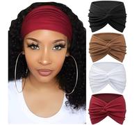 DRESHOW 4 Pezzi Fasce per Capelli Donna Elastica Turbante Fascia Capelli Cerchietti Annodato Fasce Accessori Capelli