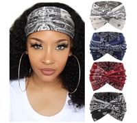 DRESHOW 4 Pezzi Fasce per Capelli Donna Elastica Turbante Fascia Capelli Cerchietti Annodato Fasce Accessori Capelli
