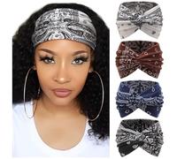 DRESHOW 4 Pezzi Fasce per Capelli Donna Elastica Turbante Fascia Capelli Cerchietti Annodato Fasce Accessori Capelli