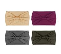 DRESHOW 4 Pezzi Fasce per Capelli Donna Elastica Turbante Fascia Capelli Cerchietti Annodato Fasce Accessori Capelli