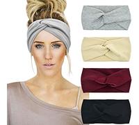DRESHOW 4 Pezzi Fasce per Capelli Donna Elastica Turbante Fascia Capelli Cerchietti Annodato Fasce Accessori Capelli