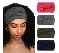 DRESHOW 4 Pezzi Fasce per Capelli Donna Elastica Turbante Fascia Capelli Cerchietti Annodato Fasce Accessori Capelli