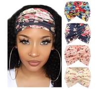 DRESHOW 4 Pezzi Fasce per Capelli Donna Elastica Turbante Fascia Capelli Cerchietti Annodato Fasce Accessori Capelli
