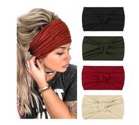 DRESHOW 4 Pezzi Fasce per Capelli Donna Elastica Turbante Fascia Capelli Cerchietti Annodato Fasce Accessori Capelli