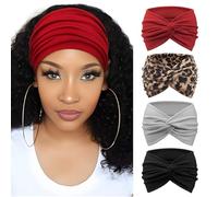 DRESHOW 4 Pezzi Fasce per Capelli Donna Elastica Turbante Fascia Capelli Cerchietti Annodato Fasce Accessori Capelli