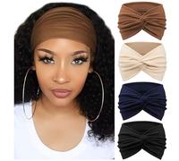 DRESHOW 4 Pezzi Fasce per Capelli Donna Elastica Turbante Fascia Capelli Cerchietti Annodato Fasce Accessori Capelli
