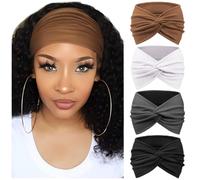 DRESHOW 4 Pezzi Fasce per Capelli Donna Elastica Turbante Fascia Capelli Sport