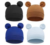DRESHOW 4 Pezzi Unisex Bambino Berretti Neonato Ragazzi Ragazze Morbido Carino Cappello Nursery Berretto