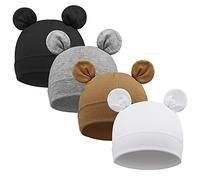 DRESHOW 4 Pezzi Unisex Bambino Berretti Neonato Ragazzi Ragazze Morbido Carino Cappello Nursery Berretto