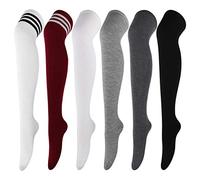 DRESHOW 6 Paia Calzini da Ginocchio Calzini Lunghi Calzettoni Coscia Scaldamuscoli Stivali Sopra il Ginocchio Alta Calze di Avvio per Ragazze e Donna