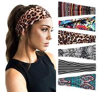 DRESHOW 6 Pezzi Fasce per Capelli Yoga In Esecuzione Elastico Cerchietti Turbante Fascia Accessori Cerchietti per Donna Ragazze
