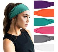 DRESHOW 6 Pezzi Fasce per Capelli Yoga In Esecuzione Elastico Cerchietti Turbante Fascia Accessori Cerchietti per Donna Ragazze