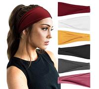 DRESHOW 6 Pezzi Fasce per Capelli Yoga In Esecuzione Elastico Cerchietti Turbante Fascia Accessori Cerchietti per Donna Ragazze