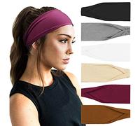 DRESHOW 6 Pezzi Fasce per Capelli Yoga In Esecuzione Elastico Cerchietti Turbante Fascia Accessori Cerchietti per Donna Ragazze