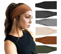 DRESHOW 6 Pezzi Fasce per Capelli Yoga In Esecuzione Elastico Cerchietti Turbante Fascia Accessori Cerchietti per Donna Ragazze