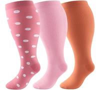 DRESHOW Calze a Compressione Graduata Taglie Forti per Uomo e Donna Gamba Larga Extra Calze al Ginocchio 20-30 mmHg Supporto per la Circolazione