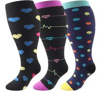 DRESHOW Calze a Compressione Graduata Taglie Forti per Uomo e Donna Gamba Larga Extra Calze al Ginocchio 20-30 mmHg Supporto per la Circolazione