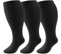 DRESHOW Calze a Compressione Graduata Taglie Forti per Uomo e Donna Gamba Larga Extra Calze al Ginocchio 20-30 mmHg Supporto per la Circolazione