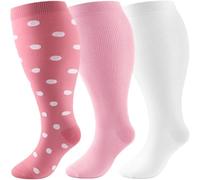 DRESHOW Calze a Compressione Graduata Taglie Forti per Uomo e Donna Gamba Larga Extra Calze al Ginocchio 20-30 mmHg Supporto per la Circolazione