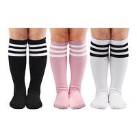 DRESHOW Calzini da Calcio Bambino a Strisce Ginocchio Alto Calzini di Cotone Uniforme Sport Lungo Tubo Calzini per Ragazzi Ragazze