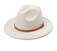 DRESHOW Cappello a tesa Larga Fedora per Donna Cappello Floscio Panama Retrò con Fibbia per Cintura