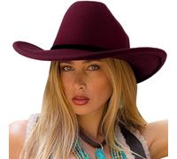 DRESHOW Cappello a tesa Larga Fedora per Donna Cappello Floscio Panama Retrò con Fibbia per Cintura