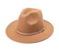 DRESHOW Cappello a tesa Larga Fedora per Donna Cappello Floscio Panama Retrò con Fibbia per Cintura