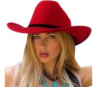 DRESHOW Cappello a tesa Larga Fedora per Donna Cappello Floscio Panama Retrò con Fibbia per Cintura