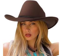 DRESHOW Cappello a tesa Larga Fedora per Donna Cappello Floscio Panama Retrò con Fibbia per Cintura