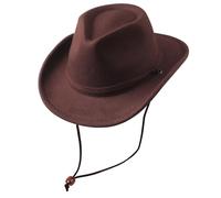 DRESHOW Cappello da Cowboy per Ragazzi e Ragazze Occidentale Fedora Cintura Fibbia Retro Cappelli Panama con Cordino a Vento Unisex Arrotolato Cappelli per Bambini 4-12 Anni