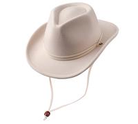 DRESHOW Cappello da Cowboy per Ragazzi e Ragazze Occidentale Fedora Cintura Fibbia Retro Cappelli Panama con Cordino a Vento Unisex Arrotolato Cappelli per Bambini 3-8 Anni