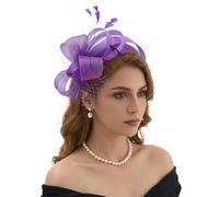 DRESHOW Cappello Fascinator Donna Copricapi Vintage da Cocktail | Cappello Fascinator in Rete con Fiori e Piume, Cappello Elegante per Matrimoni e Chiesa