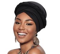 DRESHOW Donna Africane Turbante Pre-Legato Copricapo a treccia Testa Avvolge Cappello Boho Turbante Chemio Cap Elastico Annodato Berretto