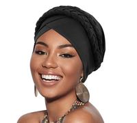 DRESHOW Donna Africane Turbante Pre-Legato Doppio Copricapo a treccia Testa Avvolge Cappello Boho Turbante Chemio Cap Elastico Annodato Berretto