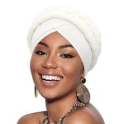 DRESHOW Donna Africane Turbante Pre-Legato Doppio Copricapo a treccia Testa Avvolge Cappello Boho Turbante Chemio Cap Elastico Annodato Berretto