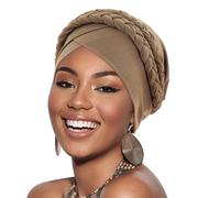 DRESHOW Donna Africane Turbante Pre-Legato Doppio Copricapo a treccia Testa Avvolge Cappello Boho Turbante Chemio Cap Elastico Annodato Berretto