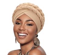 DRESHOW Donna Africane Turbante Pre-Legato Doppio Copricapo a treccia Testa Avvolge Cappello Boho Turbante Chemio Cap Elastico Annodato Berretto