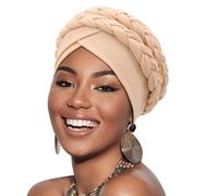 DRESHOW Donna Africane Turbante Pre-Legato Doppio Copricapo a treccia Testa Avvolge Cappello Boho Turbante Chemio Cap Elastico Annodato Berretto