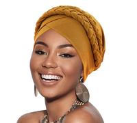 DRESHOW Donna Africane Turbante Pre-Legato Doppio Copricapo a treccia Testa Avvolge Cappello Boho Turbante Chemio Cap Elastico Annodato Berretto