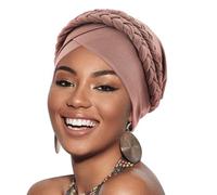 DRESHOW Donna Africane Turbante Pre-Legato Doppio Copricapo a treccia Testa Avvolge Cappello Boho Turbante Chemio Cap Elastico Annodato Berretto