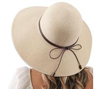 DRESHOW Donna Cappello da Sole Protezione UV Paglia da Cappello Della Cappello da Spiaggia Estate Cappello di Paglia Cappuccio UPF 50+