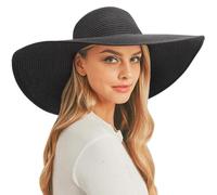 DRESHOW Donna Protezione Solare Cappello da Sole UV Paglia da Cappello Della Cappello da Spiaggia Estate Cappello di Paglia Cappuccio UPF 50+