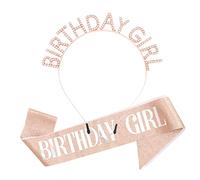 DRESHOW Fascia di Compleanno Ragazza Cerchietto con Strass Bling Glitter Fascia Principessa Accessori per Capelli di Buon Compleanno per le Donna Ragazze