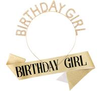 DRESHOW Fascia di Compleanno Ragazza Cerchietto con Strass Bling Glitter Fascia Principessa Accessori per Capelli di Buon Compleanno per le Donna Ragazze